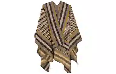 优幽兰 秋冬季新款百搭设计感撞色 民族风旅行拍照防风防寒 实用空调房办公室加厚保暖外搭 披肩 女款