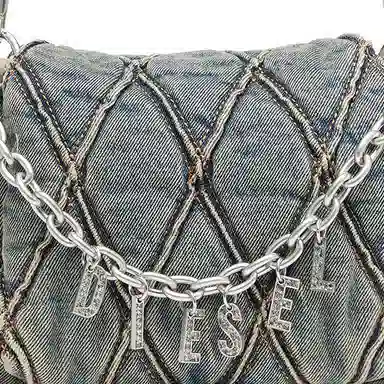 Diesel Quilted Cotton Tote Small Navy