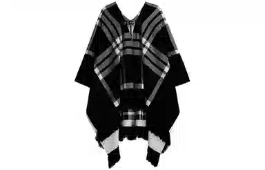 优幽兰 韩版经典格子披风设计感流苏空调房办公室保暖外搭拍照大牌高级感 披肩 女款