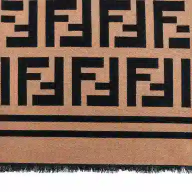 Fendi FF Pattern Wool Silk Scarf Brown