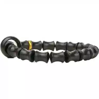 弹指木匠 夜光珠竹节 民族风复古 精致文玩佛珠单圈 黑檀木 木作手串 通用