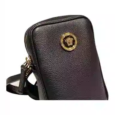 Versace Medusa Leather Crossbody Bag Black
