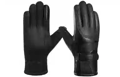 优幽兰 秋冬季可触屏百搭潮流加绒加厚骑车实用防水防滑耐磨钓鱼电动车出行保暖 绒线手套 男款