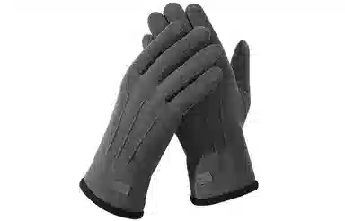 优幽兰 秋冬季摩托车学生纯色百搭防寒防冻东北加绒加厚骑车设计感保暖潮流出行 聚酯纤维 氨纶 绒线 棉手套 男款