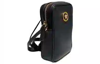 Versace Medusa Leather Crossbody Bag Black