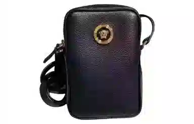 Versace Medusa Leather Crossbody Bag Black