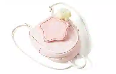 音魅 五角星大学生可爱小众通勤简约百搭 合成革 书包背包双肩包 小号 女款 白色/粉色