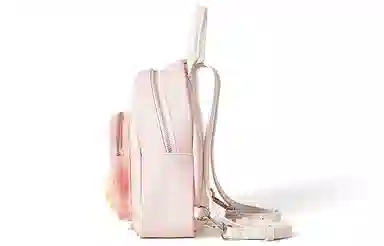 音魅 五角星大学生可爱小众通勤简约百搭 合成革 书包背包双肩包 小号 女款 白色/粉色