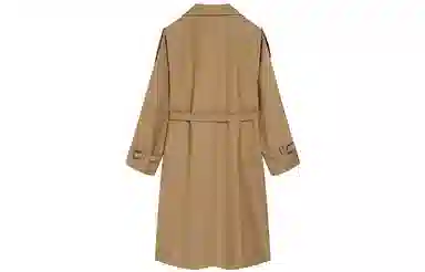 冰淇淋与鲸 纯色休闲长款翻领长袖风衣 女款