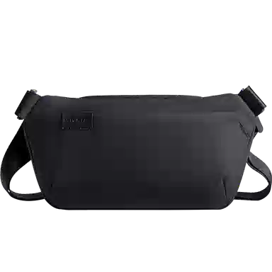 北极猎人 潮牌胸前时尚机能风休闲防泼水 涤纶 机车包斜肩包斜挎包胸包腰包 中号 男女同款情侣款 黑色/灰色