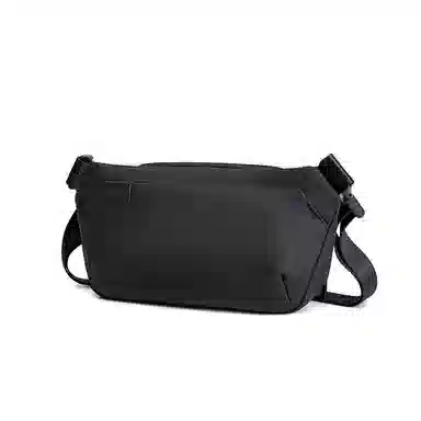 北极猎人 潮牌胸前时尚机能风休闲防泼水 涤纶 机车包斜肩包斜挎包胸包腰包 中号 男女同款情侣款 黑色/灰色