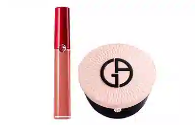 阿玛尼 限定裸粉气垫套装 修饰肤色 唇釉+气垫