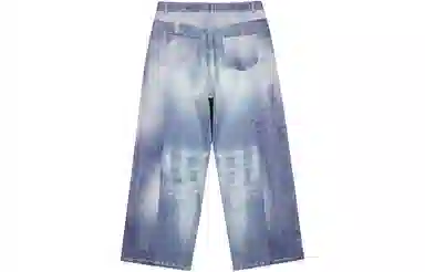 LOSTCTRL 3D Digital Print Wide Leg Jeans Blue