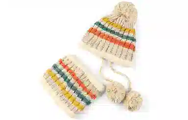 优幽兰 百搭时尚毛线帽围脖两件套韩版显脸小针织帽大头围东北加绒加厚冷帽防保暖包头帽护耳高级感穿搭 绒线帽 女款