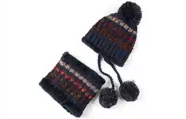 优幽兰 百搭时尚毛线帽围脖两件套韩版显脸小针织帽大头围东北加绒加厚冷帽防保暖包头帽护耳高级感穿搭 绒线帽 女款