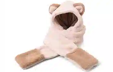 优幽兰 百搭时尚毛绒帽东北加厚帽子围巾手套一体防风防寒拼色针织帽保暖高级感休闲 围巾 女款