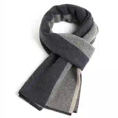 玖纪 高档商务拼色加厚保暖 羊绒 绒线围巾 男款