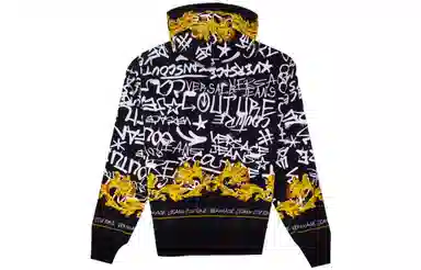 Versace Jeans FW23 Letter Print Hoodie Black
