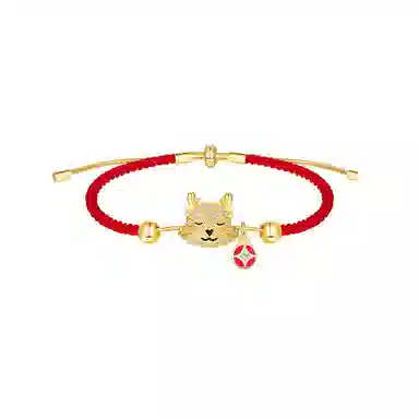 秦福炫 龙年本命年轻奢小众属龙小福牌编织精致 合金 手链 女款 金色