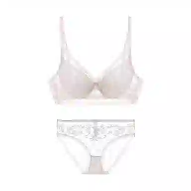 内在密码 大胸显小薄款聚拢内衣女法式蕾丝防下垂轻薄透气内衣裤套装