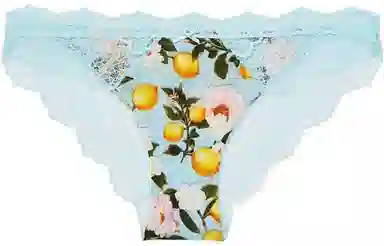 Victoria's Secret Floral Lace Bow Low-Rise Panties Light Blue