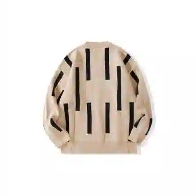 我是大卫 撞色拼接韩版几何图案百搭圆领套头针织衫 男款