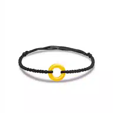 六桂福珠宝 平安扣新中式风宝藏手工编织 足金 黄金手链 男女同款情侣款