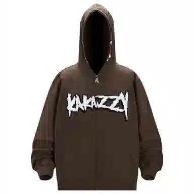 KAKAZZY Vintage Embroidered Hoodie Brown