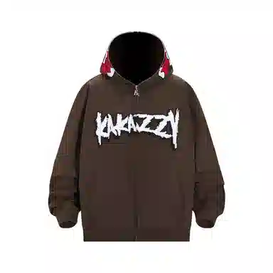 KAKAZZY Vintage Embroidered Hoodie Brown