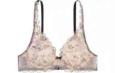 Victoria's Secret Dream Angels Floral Embroidered Sheer Bra Black
