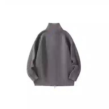 我是大卫 翻领拉链纯色基础款休闲长袖针织衫 男女同款