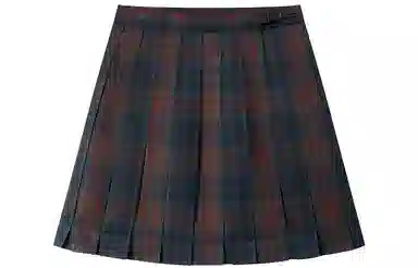 东鲸岁时记 经典学院风格纹百褶短款半身裙 圣诞红格