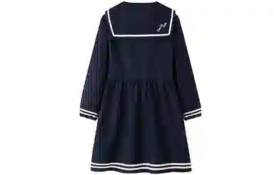 东鲸岁时记 条纹海军领长袖连衣裙 女款 藏青色