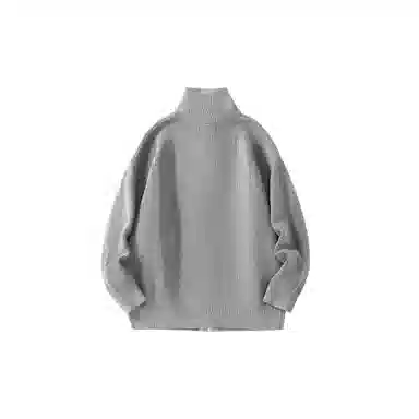 我是大卫 翻领拉链纯色基础款休闲长袖针织衫 男女同款