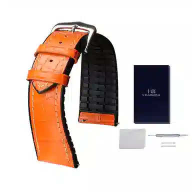 十瑞鳄鱼皮手表带橡胶表带男适用于江诗丹顿百达翡丽伯爵宝珀手表带万国浪琴积家欧米茄手表男女蝴蝶扣款