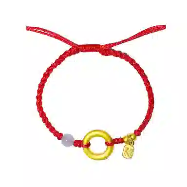 倾爱 平安福手绳转运珠个性精致 足金 黄金手链 男女同款情侣款