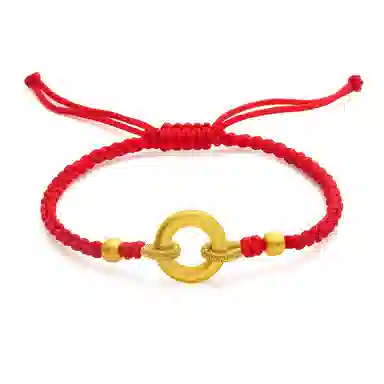 吉盟 平安扣 同心圆 足金 一口价 黄金手链 男女同款情侣款