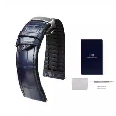十瑞鳄鱼皮手表带橡胶表带男适用于江诗丹顿百达翡丽伯爵宝珀手表带万国浪琴积家欧米茄手表男女蝴蝶扣款