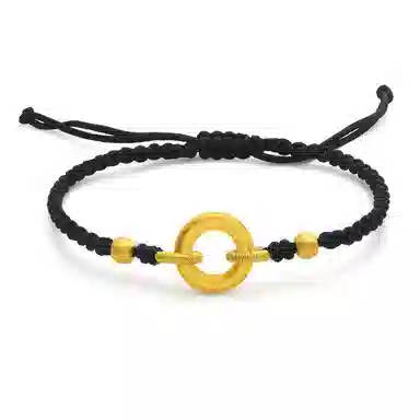 吉盟 平安扣 同心圆 足金 一口价 黄金手链 男女同款情侣款