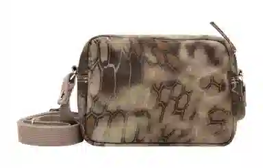 Stussy Logo Embroidered Zipper Shoulder Bag Brown Multicolor