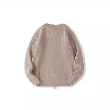 我是大卫 纯色休闲圆领拉链开衫针织衫 男女同款