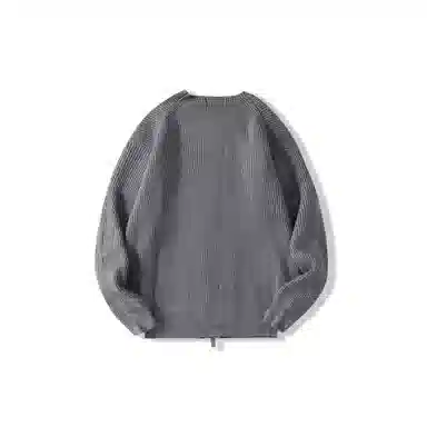 我是大卫 纯色休闲圆领拉链开衫针织衫 男女同款