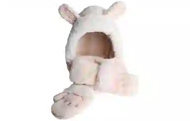 优幽兰 一体式可爱加厚保暖毛绒三件套 其他 帽子 女款