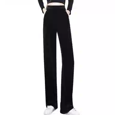 丝柏舍 纯色高腰阔腿休闲裤 女款 黑色