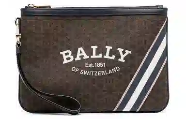 Bally Leather Wristlet Clutch Brown