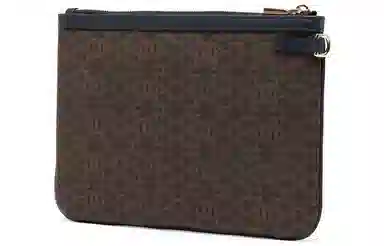 Bally Leather Wristlet Clutch Brown