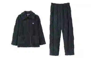 安之伴 锁温保暖宽松休闲秋冬睡衣灯笼纹加绒加厚家居套装 男款