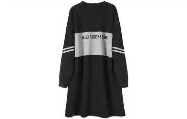 【dme】 宽松休闲针织圆领长袖连衣裙 女款 黑色