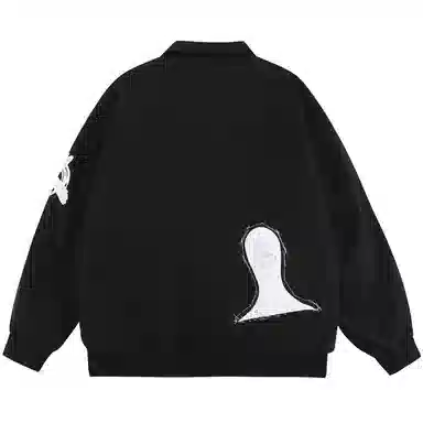 三体 红岸基地系列 监听员趣味复古大绣花字母基础款纯色棒球翻领拉链宽松休闲保暖防水棉服 男女同款