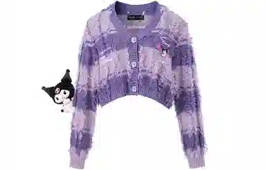 13 DEMARZO x Sanrio 23FW Plush Doll Stripe Knit Cardigan